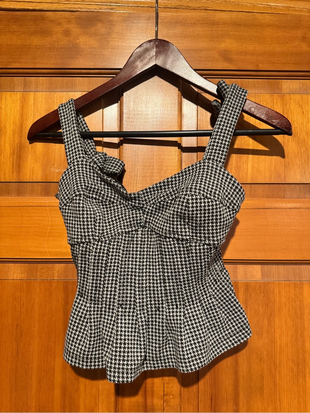 Free people Houndstooth Peplum Tank Top - Black & White